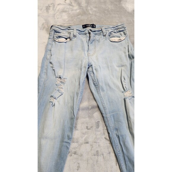 Hollister Men's Size 34X32 Blue Distressed Super Skinny Jeans - Picture 7 of 9